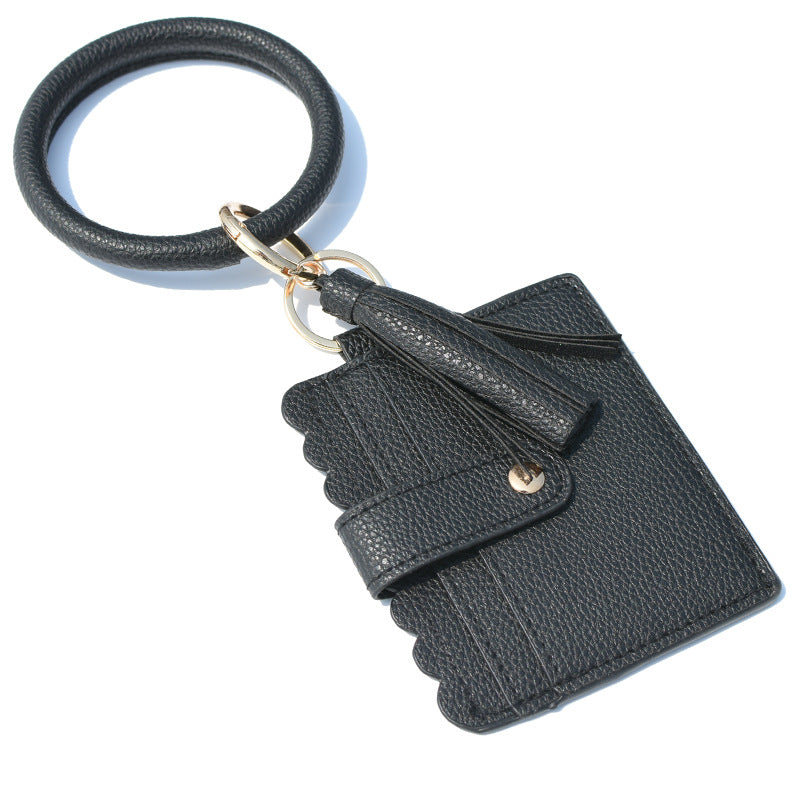 Wholesale Fashion Leopard Print PU Leather Tassel Coin Purse Keychain